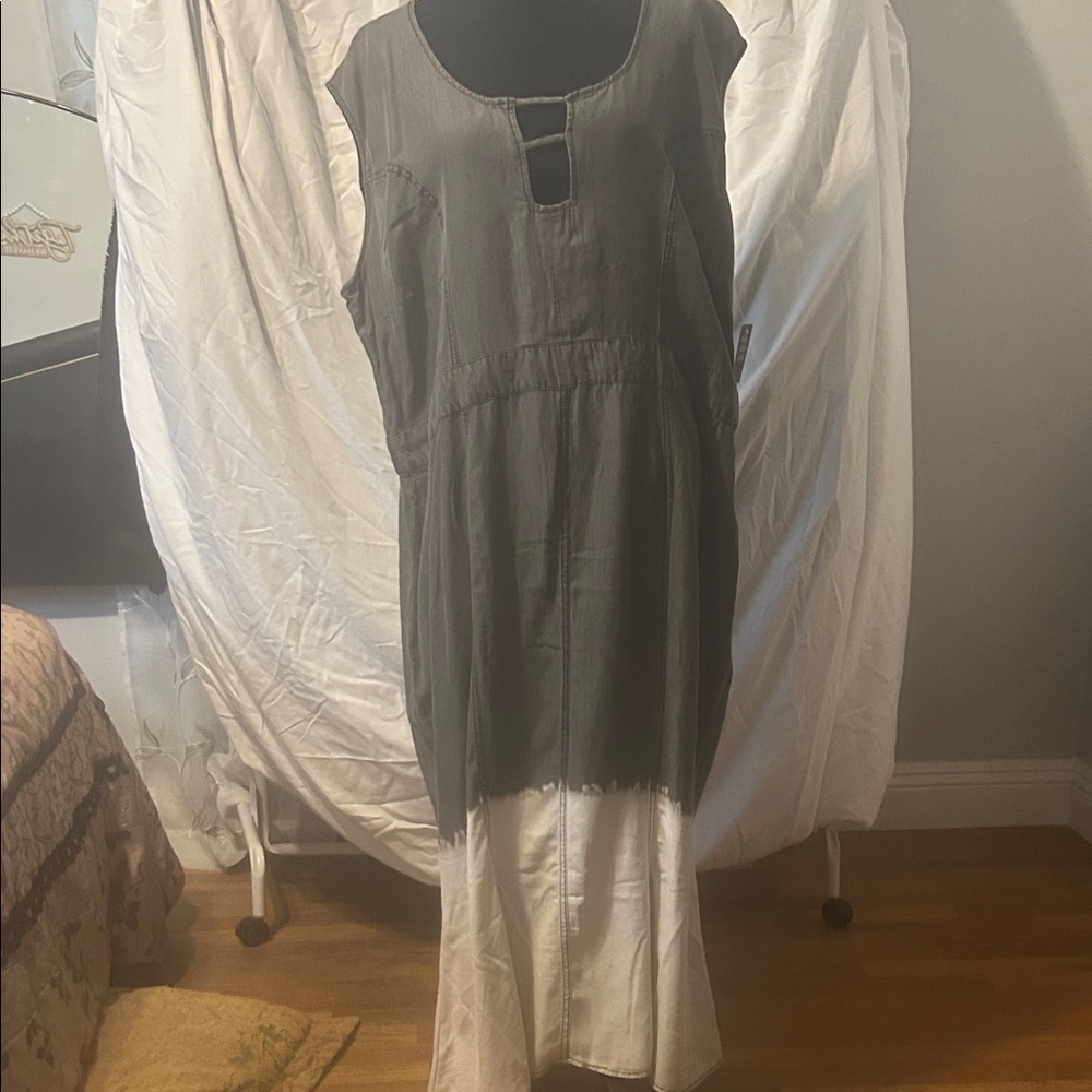 Ashley Stewart Gray and White Maxi Dress